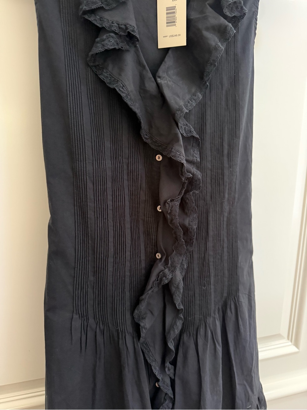 Magaschoni Ruffle Sleeveless Dress Black - Picture 3 of 9